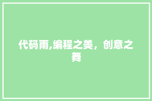 代码雨,编程之美，创意之舞