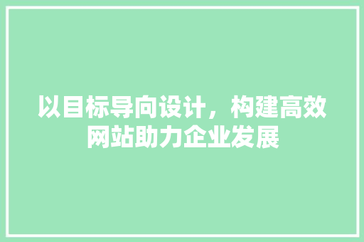 以目标导向设计，构建高效网站助力企业发展