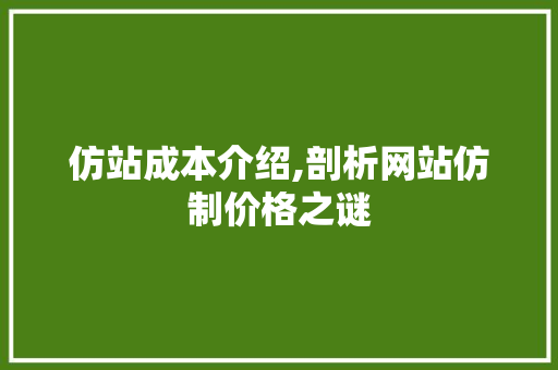 仿站成本介绍,剖析网站仿制价格之谜 仿站成本介绍,剖析网站仿制价格之谜 网站建设公司