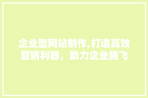 企业型网站制作,打造高效营销利器，助力企业腾飞