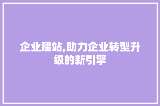 企业建站,助力企业转型升级的新引擎