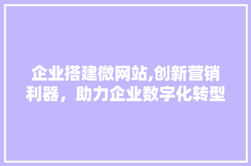 企业搭建微网站,创新营销利器，助力企业数字化转型 企业搭建微网站,创新营销利器，助力企业数字化转型 神马SEO