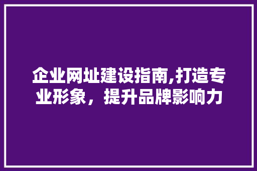 企业网址建设指南,打造专业形象，提升品牌影响力 企业网址建设指南,打造专业形象，提升品牌影响力 搜狗SEO