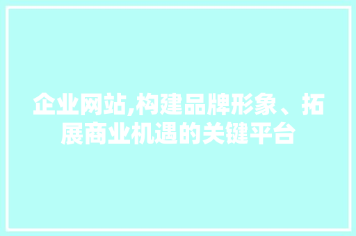 企业网站,构建品牌形象、拓展商业机遇的关键平台 企业网站,构建品牌形象、拓展商业机遇的关键平台 百度SEO