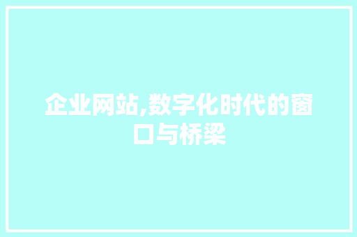 企业网站,数字化时代的窗口与桥梁
