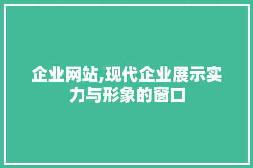 企业网站,现代企业展示实力与形象的窗口