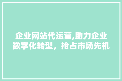 企业网站代运营,助力企业数字化转型，抢占市场先机 企业网站代运营,助力企业数字化转型，抢占市场先机 百度SEO