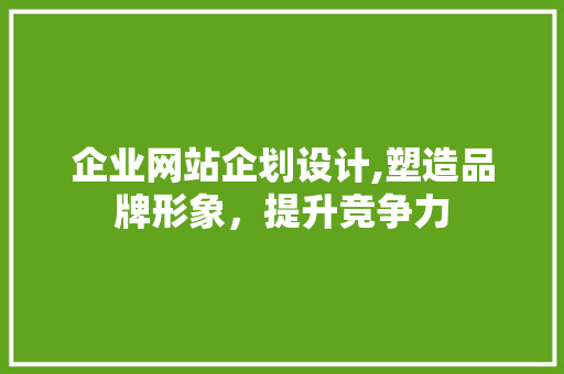 企业网站企划设计,塑造品牌形象，提升竞争力 企业网站企划设计,塑造品牌形象，提升竞争力 网站建设公司
