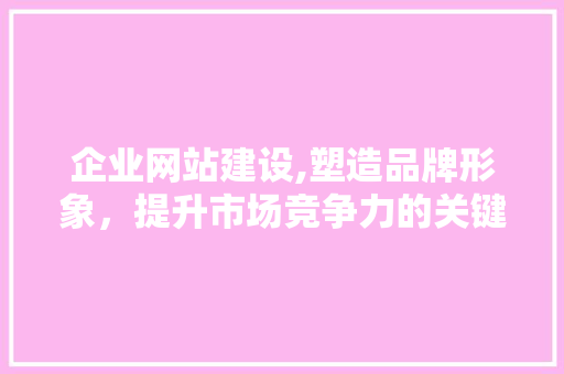 企业网站建设,塑造品牌形象，提升市场竞争力的关键步骤