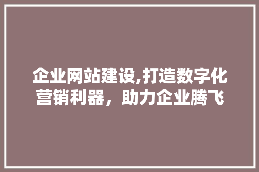 企业网站建设,打造数字化营销利器，助力企业腾飞
