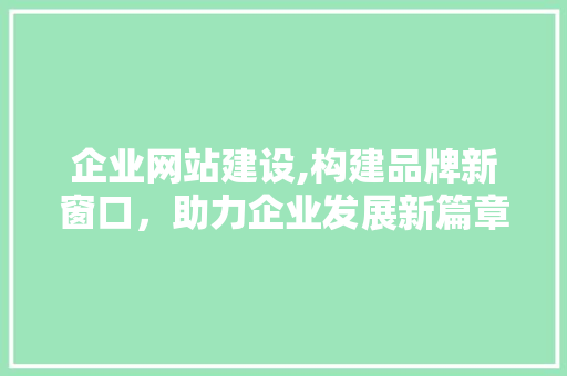 企业网站建设,构建品牌新窗口，助力企业发展新篇章