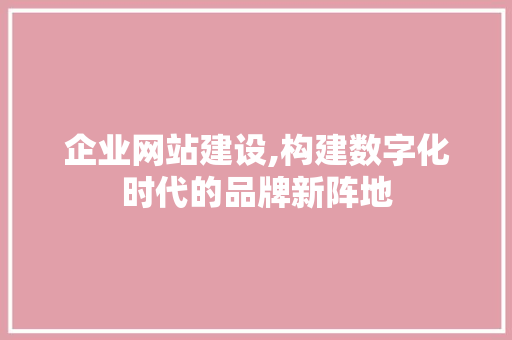 企业网站建设,构建数字化时代的品牌新阵地