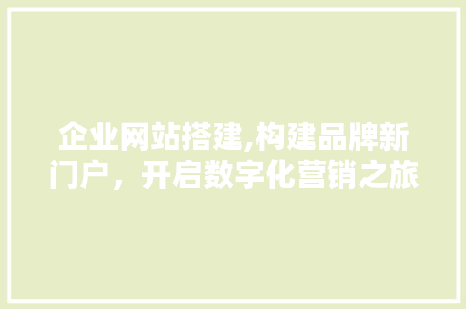 企业网站搭建,构建品牌新门户，开启数字化营销之旅