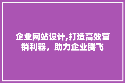 企业网站设计,打造高效营销利器，助力企业腾飞