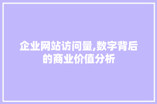 企业网站访问量,数字背后的商业价值分析