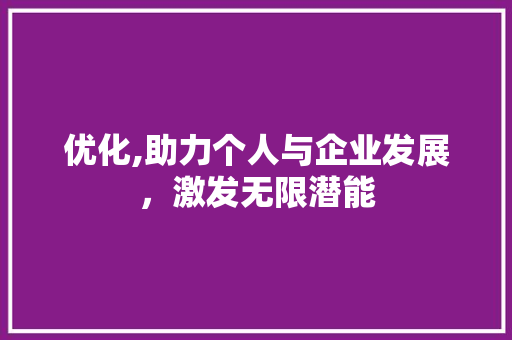 优化,助力个人与企业发展，激发无限潜能