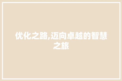 优化之路,迈向卓越的智慧之旅 优化之路,迈向卓越的智慧之旅 百度SEO
