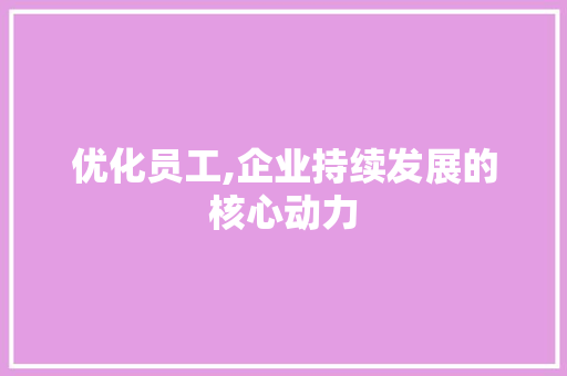优化员工,企业持续发展的核心动力
