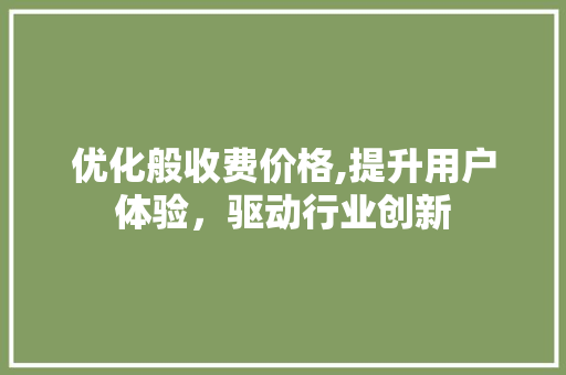 优化般收费价格,提升用户体验，驱动行业创新 优化般收费价格,提升用户体验，驱动行业创新 神马SEO