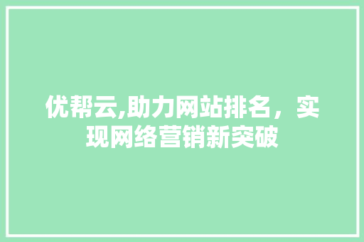 优帮云,助力网站排名，实现网络营销新突破