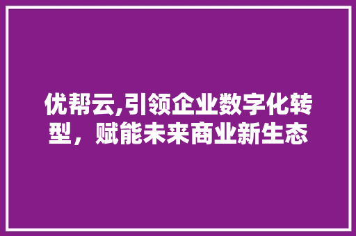 优帮云,引领企业数字化转型，赋能未来商业新生态