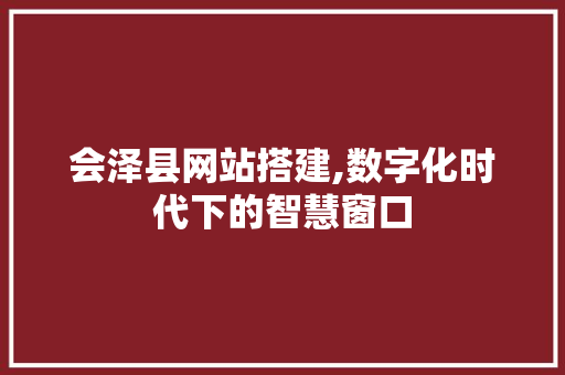 会泽县网站搭建,数字化时代下的智慧窗口