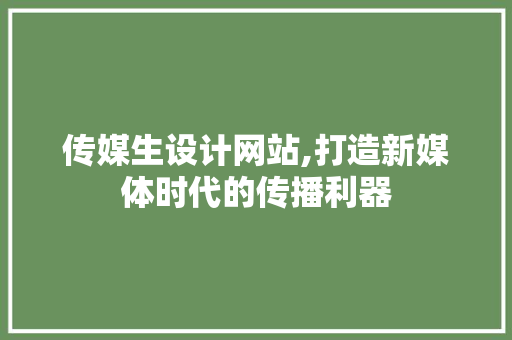 传媒生设计网站,打造新媒体时代的传播利器