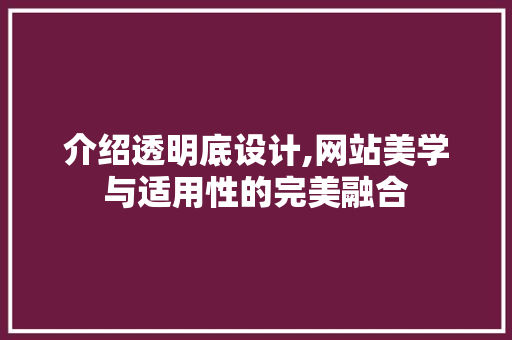 介绍透明底设计,网站美学与适用性的完美融合