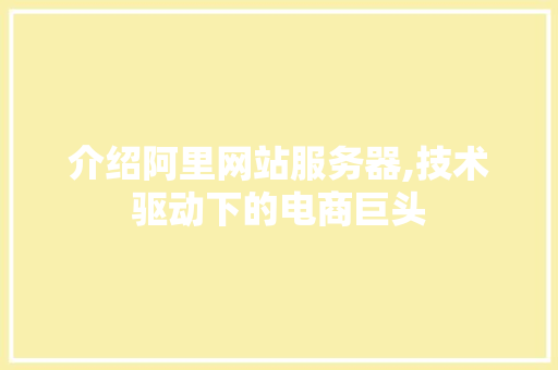 介绍阿里网站服务器,技术驱动下的电商巨头