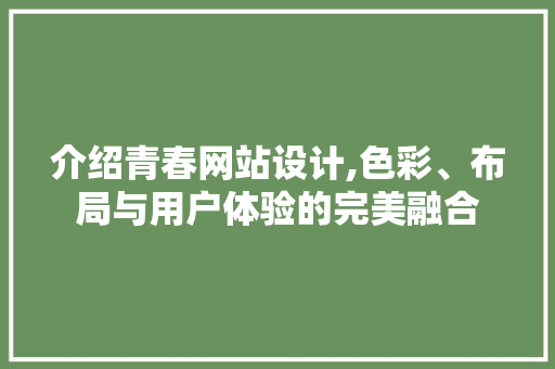 介绍青春网站设计,色彩、布局与用户体验的完美融合