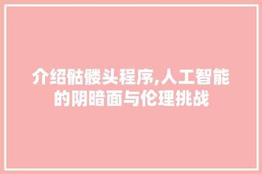 介绍骷髅头程序,人工智能的阴暗面与伦理挑战