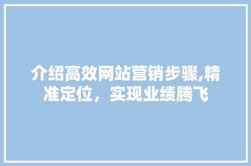 介绍高效网站营销步骤,精准定位，实现业绩腾飞