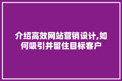 介绍高效网站营销设计,如何吸引并留住目标客户