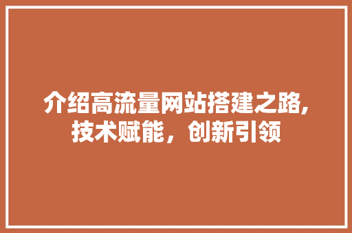 介绍高流量网站搭建之路,技术赋能，创新引领