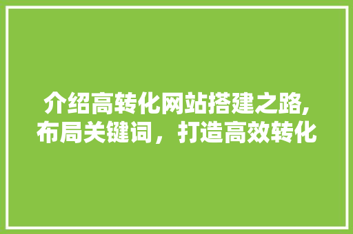 介绍高转化网站搭建之路,布局关键词，打造高效转化平台 介绍高转化网站搭建之路,布局关键词，打造高效转化平台 SEO关键词