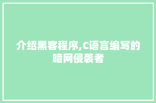 介绍黑客程序,C语言编写的暗网侵袭者