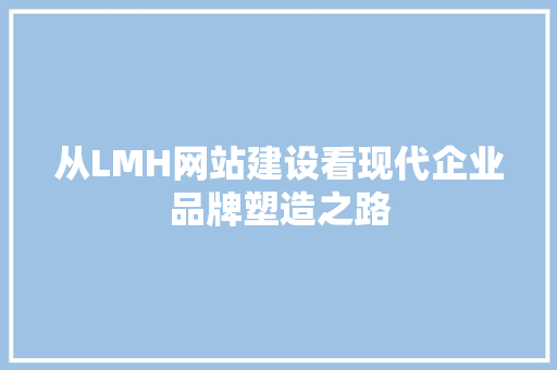 从LMH网站建设看现代企业品牌塑造之路