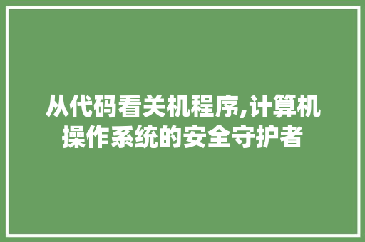 从代码看关机程序,计算机操作系统的安全守护者