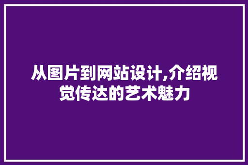 从图片到网站设计,介绍视觉传达的艺术魅力