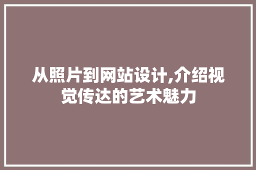 从照片到网站设计,介绍视觉传达的艺术魅力