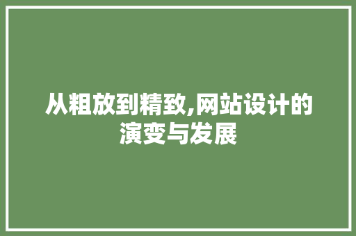 从粗放到精致,网站设计的演变与发展