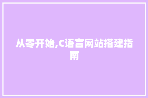 从零开始,C语言网站搭建指南 从零开始,C语言网站搭建指南 神马SEO