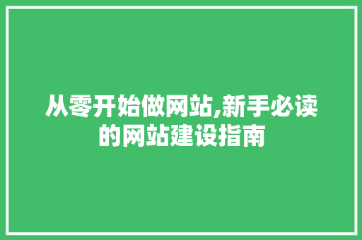 从零开始做网站,新手必读的网站建设指南