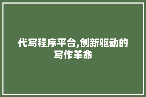 代写程序平台,创新驱动的写作革命