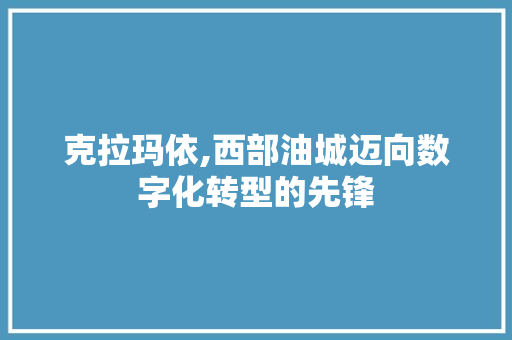 克拉玛依,西部油城迈向数字化转型的先锋 克拉玛依,西部油城迈向数字化转型的先锋 搜狗SEO