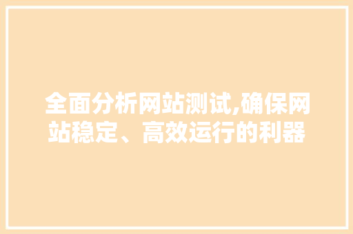 全面分析网站测试,确保网站稳定、高效运行的利器