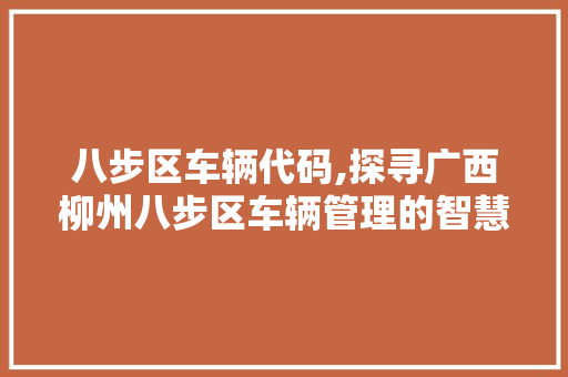 八步区车辆代码,探寻广西柳州八步区车辆管理的智慧之路