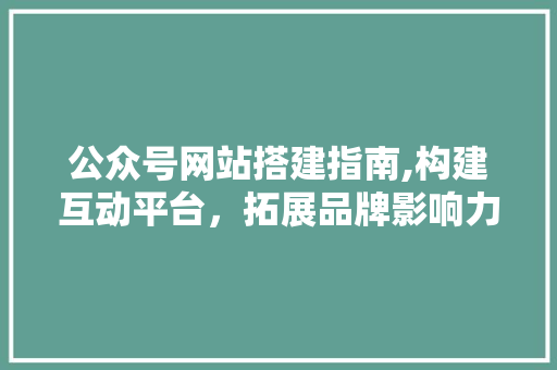 公众号网站搭建指南,构建互动平台，拓展品牌影响力 公众号网站搭建指南,构建互动平台，拓展品牌影响力 神马SEO
