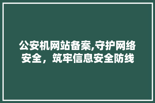 公安机网站备案,守护网络安全，筑牢信息安全防线