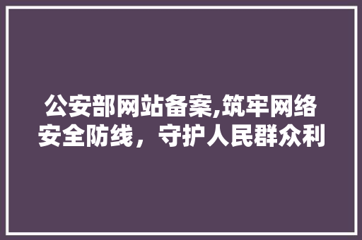 公安部网站备案,筑牢网络安全防线，守护人民群众利益